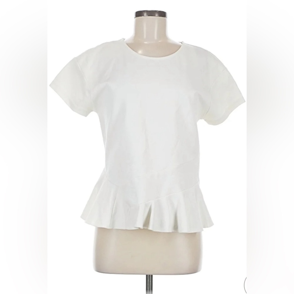 J. Crew White Peplum Short-Sleeve Blouse